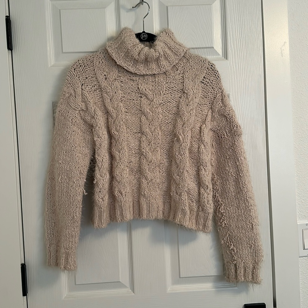 POL Cream Knit Turtleneck Sweater